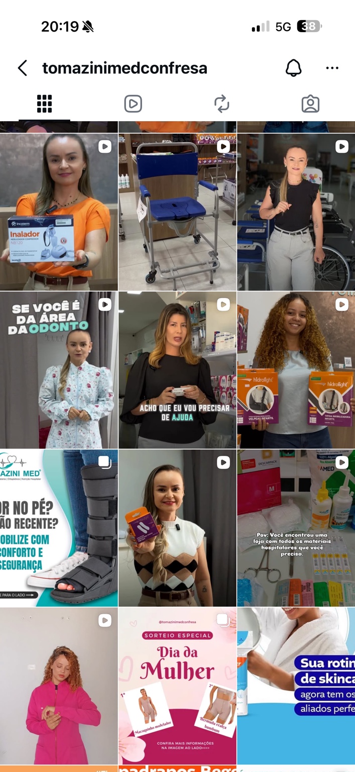 Mais publicações do Instagram da Tomazini Med com produtos hospitalares e ortopédicos